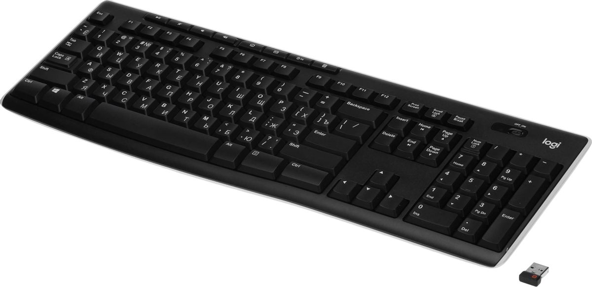 Клавиатура Logitech K270,  USB, Радиоканал, с гравировкой, черный + белый [920-003058]